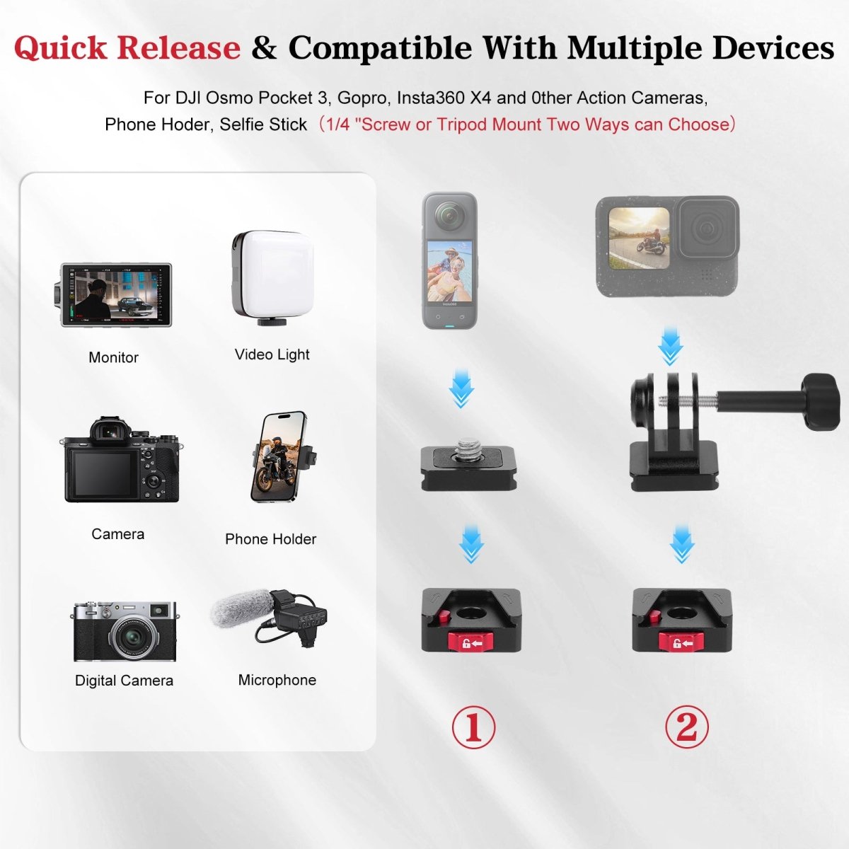 Mechrig Adjustable Camera Mount with 5 - Section Pole and Four Super Clamps - CAME - TV