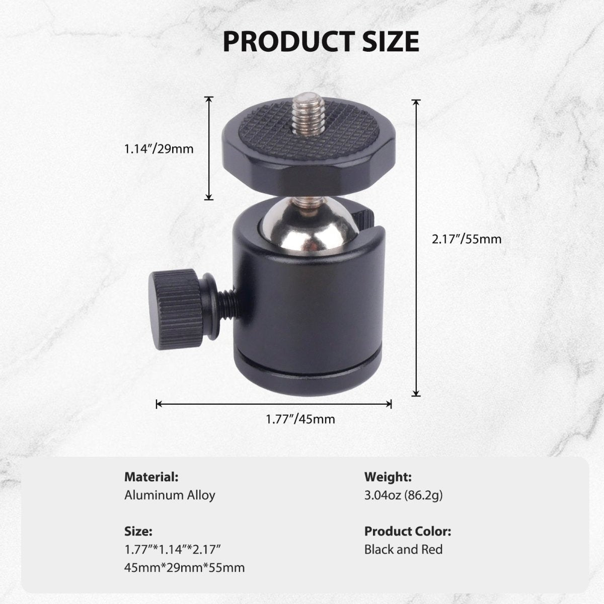 Mechrig Aluminum Universal Ball Head with 1/4 Screw Hole - CAME - TV