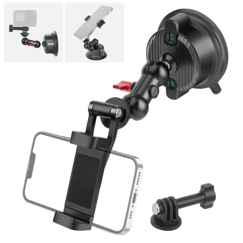 Mechrig Camera Suction Cup Mount with Dual Ball Head Magic Arm and Phone Holder Clamp Kit - CAME - TV