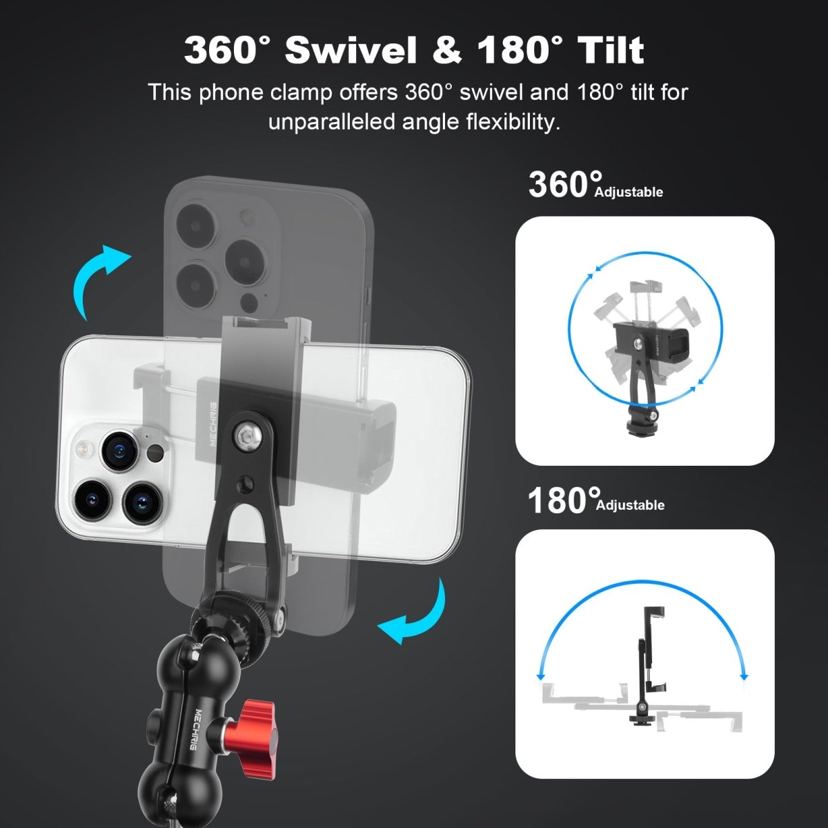 Mechrig Camera Suction Cup Mount with Dual Ball Head Magic Arm and Phone Holder Clamp Kit - CAME - TV
