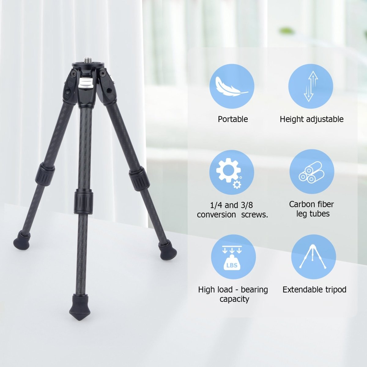 Mechrig Carbon Fiber Dual Spikes 1/4 3/8 Flange Anti - Slip Sliding Block Tripod - CAME - TV