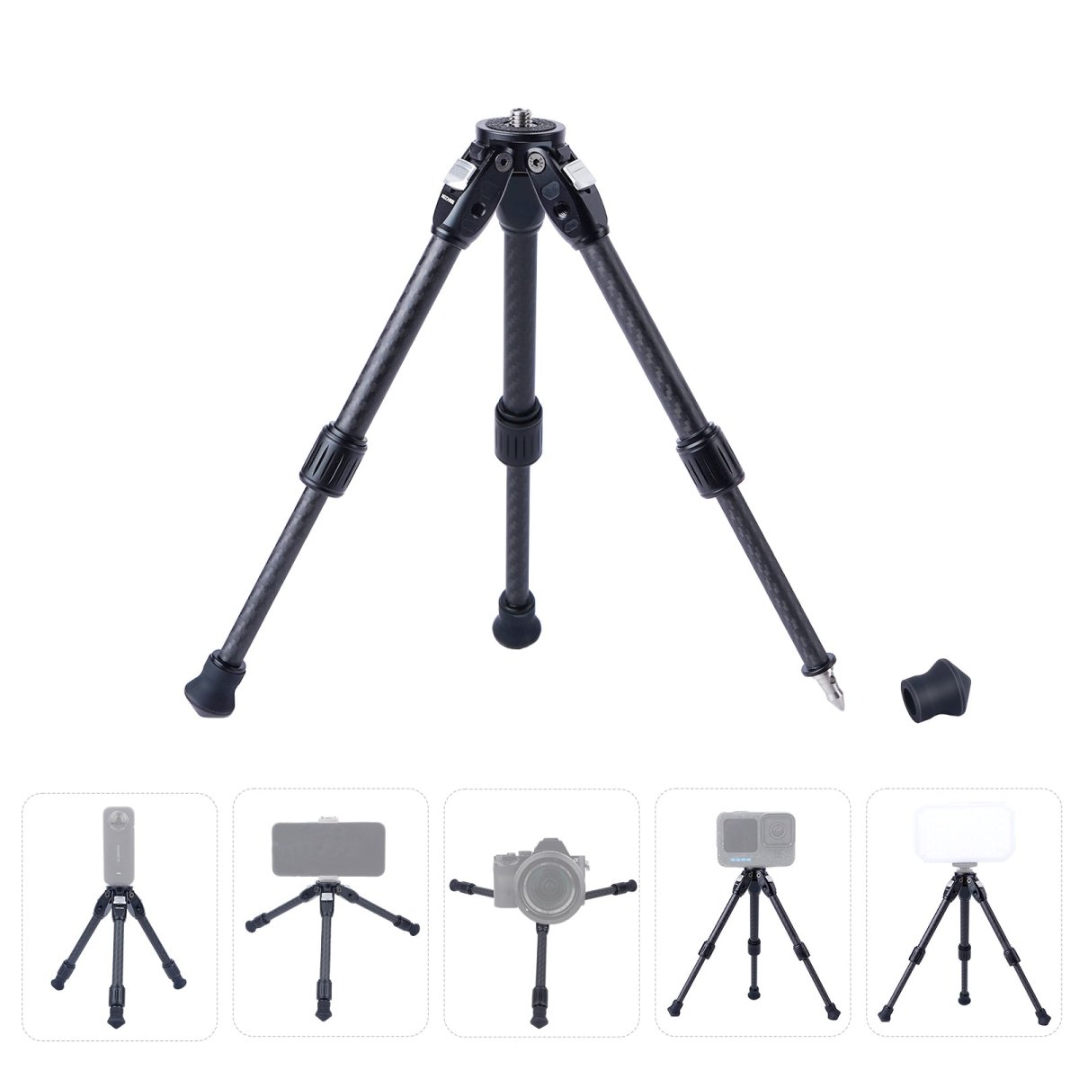 Mechrig Carbon Fiber Dual Spikes 1/4 3/8 Flange Anti - Slip Sliding Block Tripod - CAME - TV