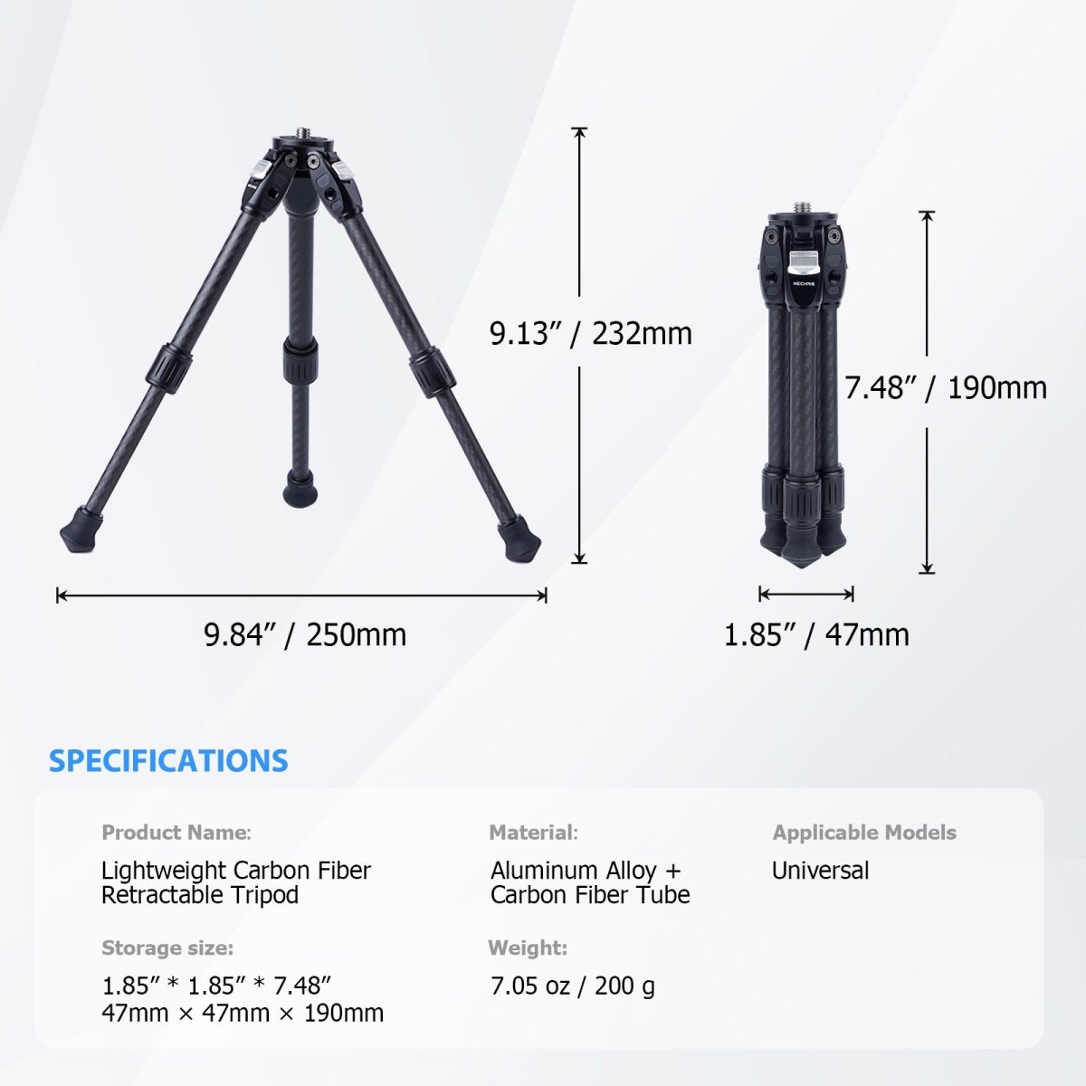 Mechrig Carbon Fiber Dual Spikes 1/4 3/8 Flange Anti - Slip Sliding Block Tripod - CAME - TV