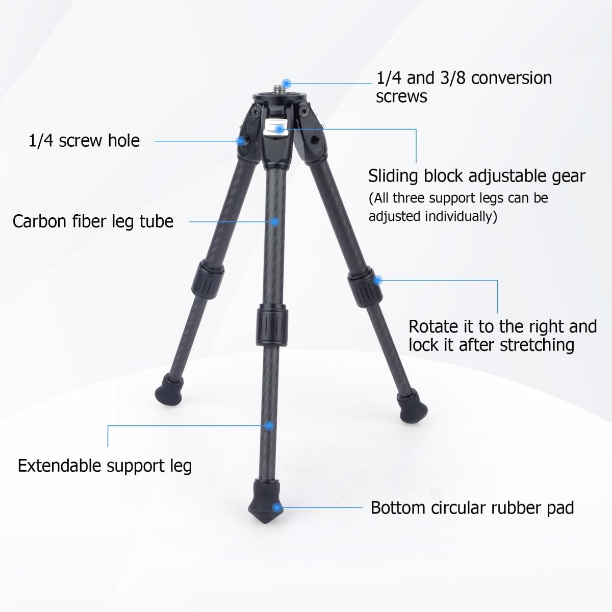 Mechrig Carbon Fiber Dual Spikes 1/4 3/8 Flange Anti - Slip Sliding Block Tripod - CAME - TV
