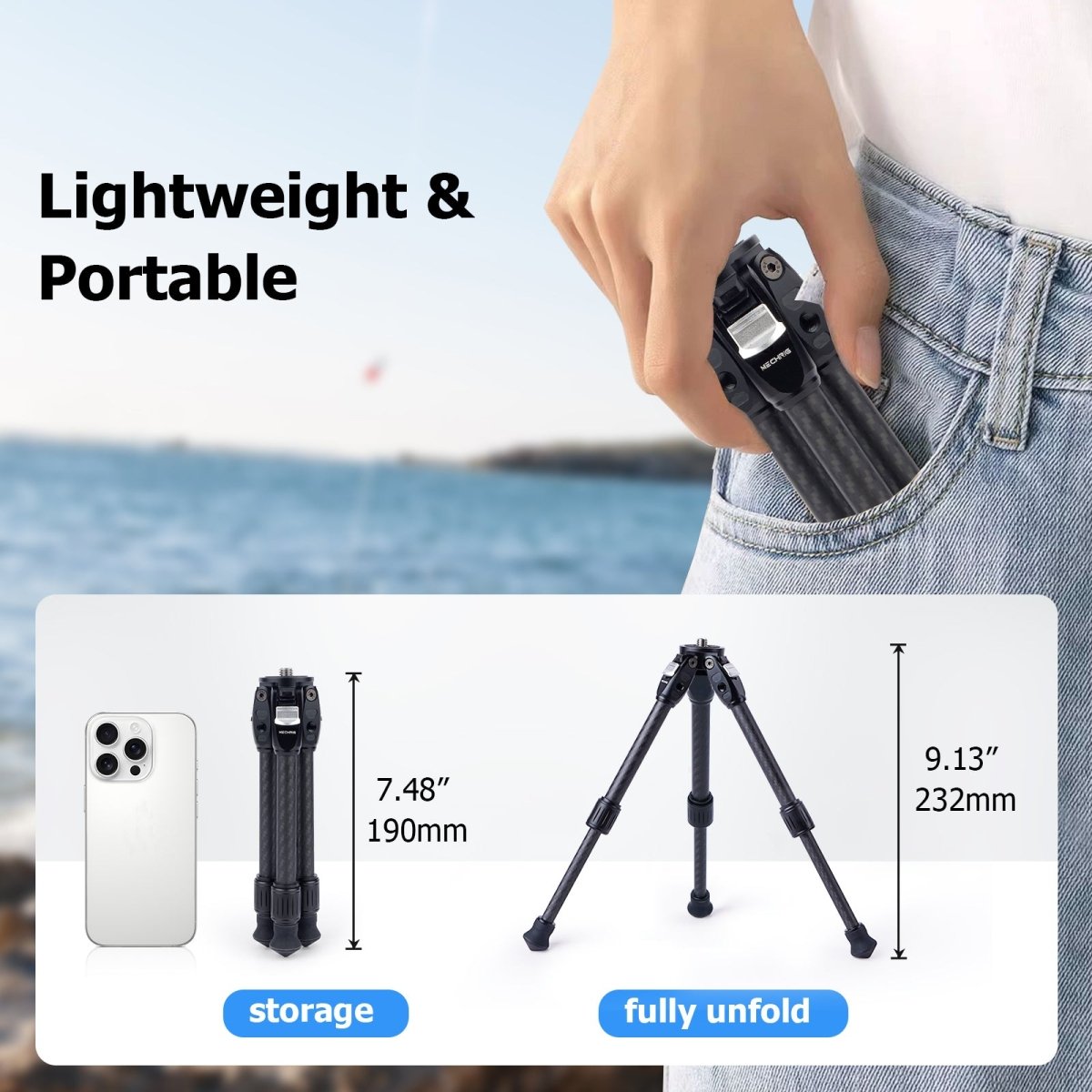 Mechrig Carbon Fiber Dual Spikes 1/4 3/8 Flange Anti - Slip Sliding Block Tripod - CAME - TV