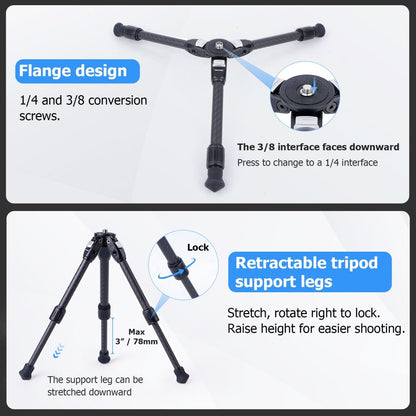 Mechrig Carbon Fiber Dual Spikes 1/4 3/8 Flange Anti - Slip Sliding Block Tripod - CAME - TV