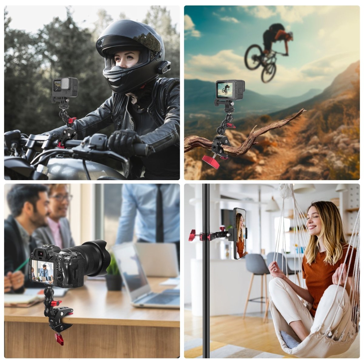 Mechrig Dual Ball Mabic Arm Super Clamp Mount with GoPro Adapter & Phone Clamp - CAME - TV
