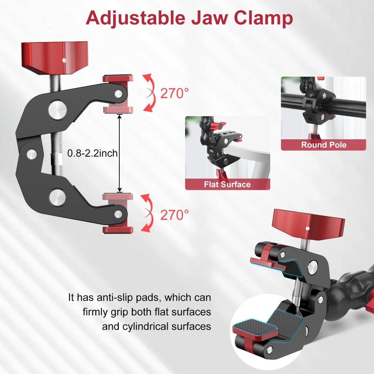 Mechrig Dual Ball Mabic Arm Super Clamp Mount with GoPro Adapter & Phone Clamp - CAME - TV