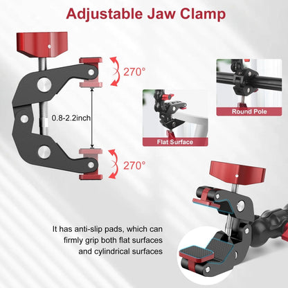 Mechrig Dual Ball Mabic Arm Super Clamp Mount with GoPro Adapter & Phone Clamp - CAME - TV