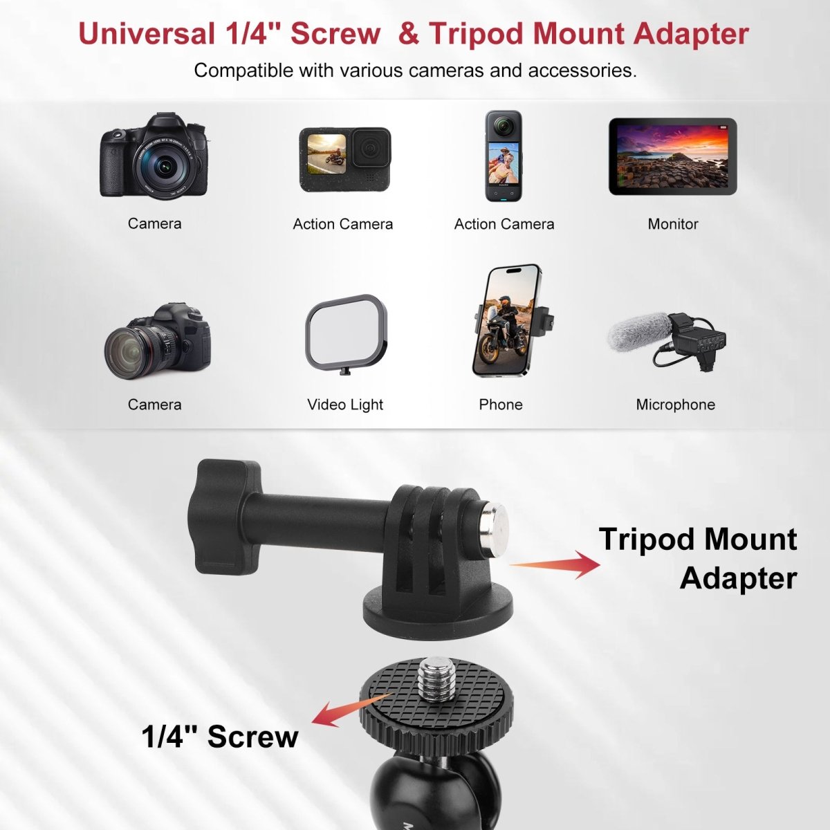 Mechrig Dual Ball Mabic Arm Super Clamp Mount with GoPro Adapter & Phone Clamp - CAME - TV