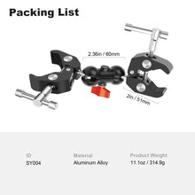 Mechrig Dual Large Clamp Magic Arm with 360° Ball Head Mount - CAME - TV