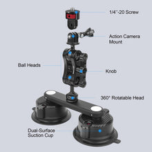 Mechrig Dual Suction Car & Street Mount – Magic Arm with GoPro and 1/4