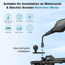 Mechrig Flat Motorcycle Mirror 1 - Inch Ball Mount - CAME - TV