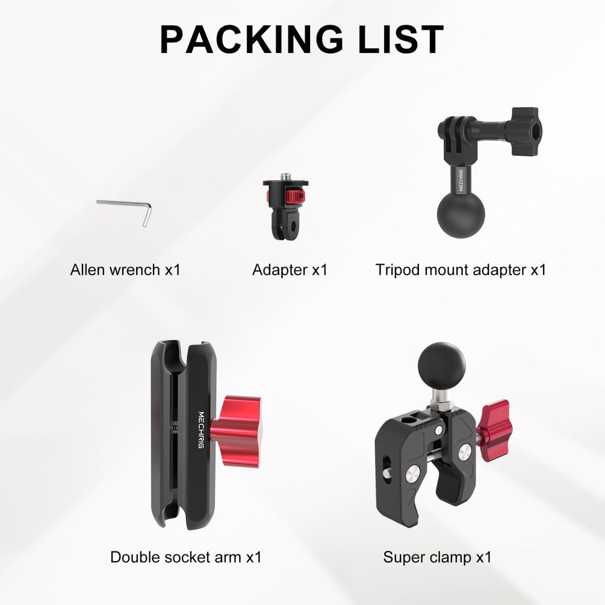 Mechrig Riding Dual Ball Head Super Clamp Mount with GoPro Base & 1/4" Screw - CAME - TV