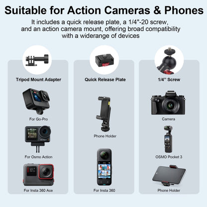 Mechrig Super Clamp Kit with Dual 360°Ball Heads for Action Cameras & Phones - CAME - TV