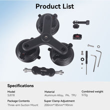 Mechrig Triple Suction Cup Car Mount Kit with Quick Release Plate Compatible with Action Camera - CAME - TV