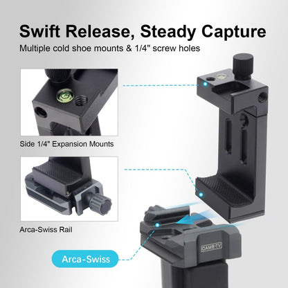 Mechrig Versatile Aluminum Alloy Phone Clip for 5 - 8 inch Phones with Multiple Mounts - CAME - TV