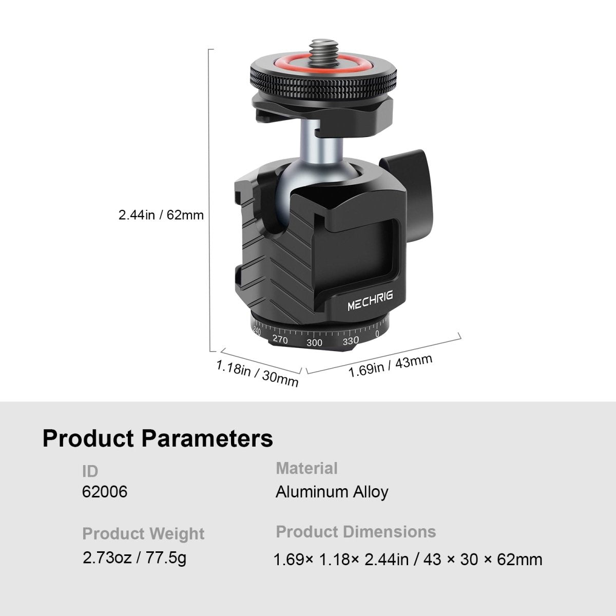 Mini Ball Head Tripod Head with Triple Cold Shoe Mount Max Load 8.8lb - CAME - TV