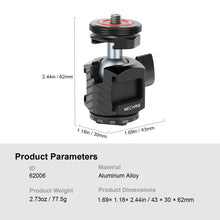 Mini Ball Head Tripod Head with Triple Cold Shoe Mount Max Load 8.8lb - CAME - TV