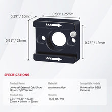 Universal External Cold Shoe Mount - 3/8