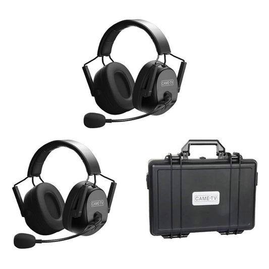 CAME-TV KUMINIK8 Duplex Digital Wireless Intercom Headset Distance up to 1500ft (450 Meters) with Hardcase - Dual Ear 2 Pack - CAME-TV