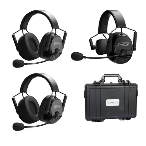 CAME - TV KUMINIK8 Duplex Digital Wireless Intercom Headset Distance up to 1500ft (450 Meters) with Hardcase - Mixed 3 Pack 1 Single Ear & 2 Dual Ear - CAME - TV