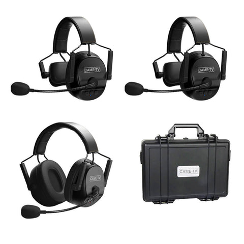 CAME - TV KUMINIK8 Duplex Digital Wireless Intercom Headset Distance up to 1500ft (450 Meters) with Hardcase - Mixed 3 Pack 2 Single Ear & 1 Dual Ear - CAME - TV