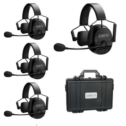 CAME-TV KUMINIK8 Duplex Digital Wireless Intercom Headset Distance up to 1500ft (450 Meters) with Hardcase - Single Ear 4 Pack - CAME-TV