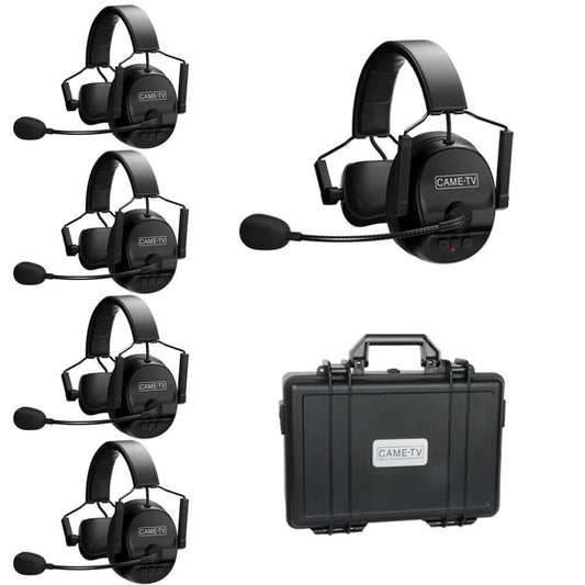 CAME-TV KUMINIK8 Duplex Digital Wireless Intercom Headset Distance up to 1500ft (450 Meters) with Hardcase - Single Ear 5 Pack - CAME-TV